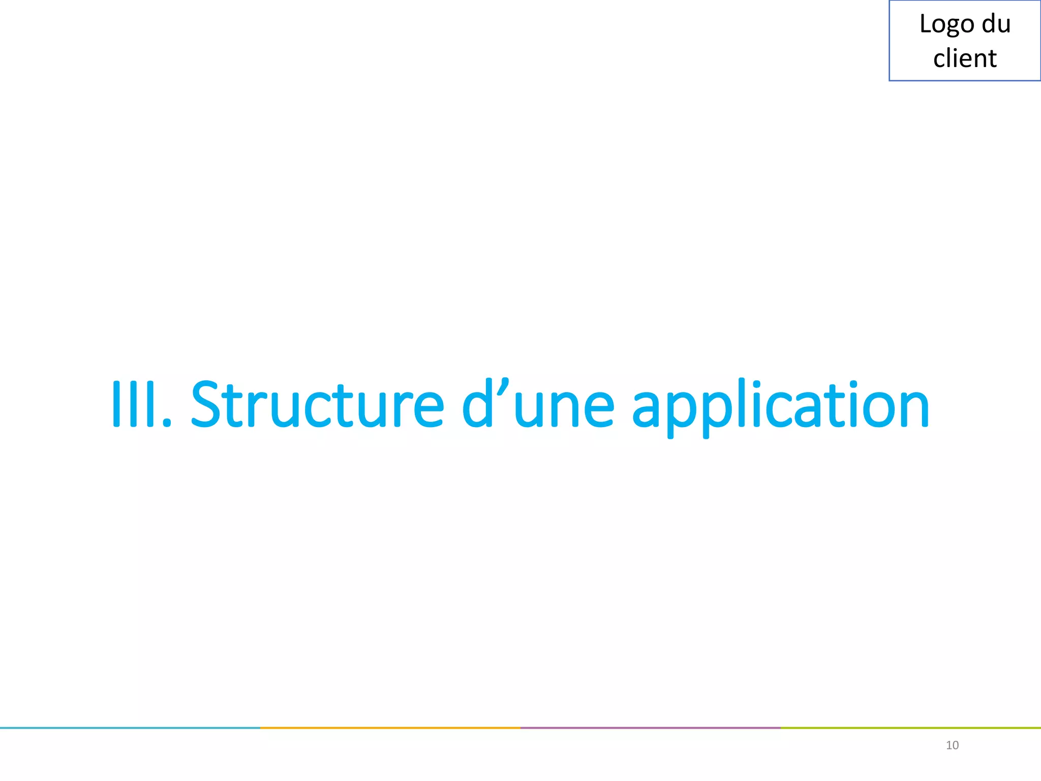 Logo du
client
III. Structure d’une application
10
 