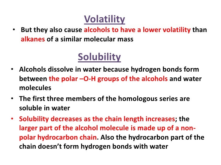 Introduction of alcohol