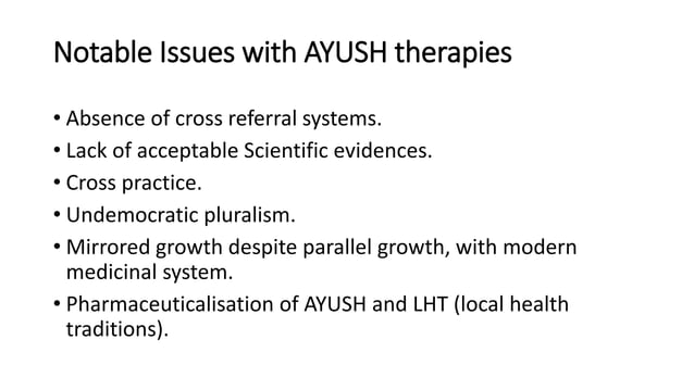 Introduction of ayush | PPTX | Alternative Medicine | Wellness