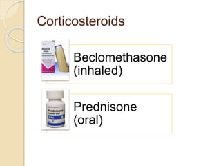 Corticosteroids
Beclomethasone
(inhaled)
Prednisone
(oral)
 