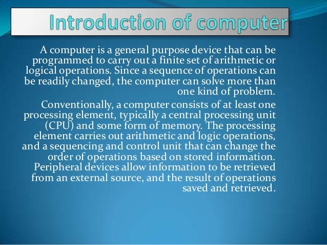 Introduction of computer