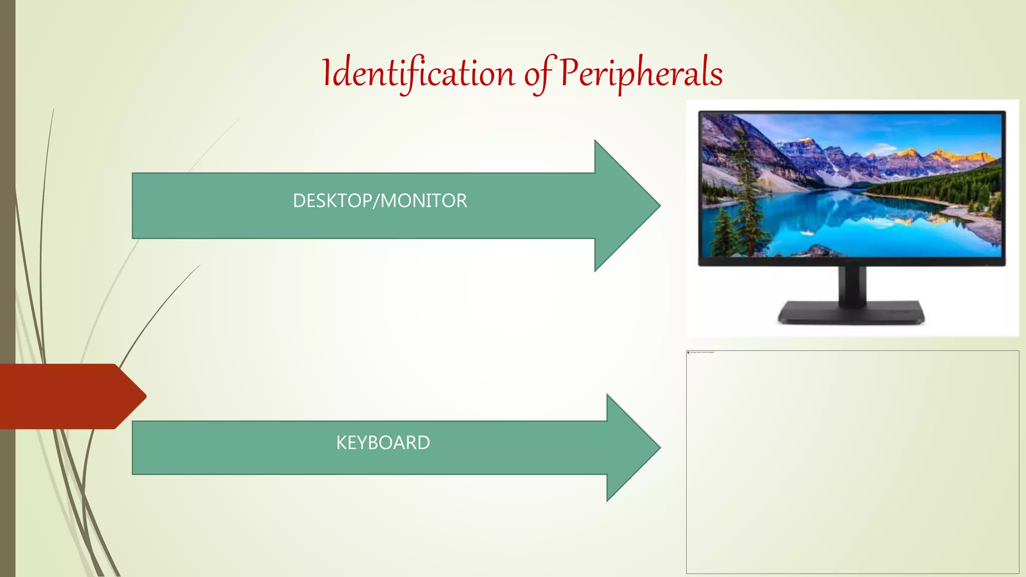 Identification of Peripherals
DESKTOP/MONITOR
KEYBOARD
 