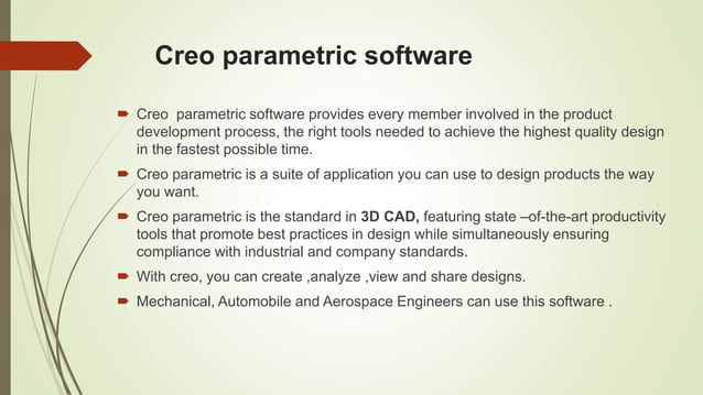 Introduction of creo software | PPTX | Desktop Publishing | Computer ...