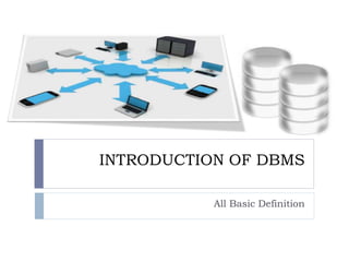 INTRODUCTION OF DBMS
All Basic Definition
 