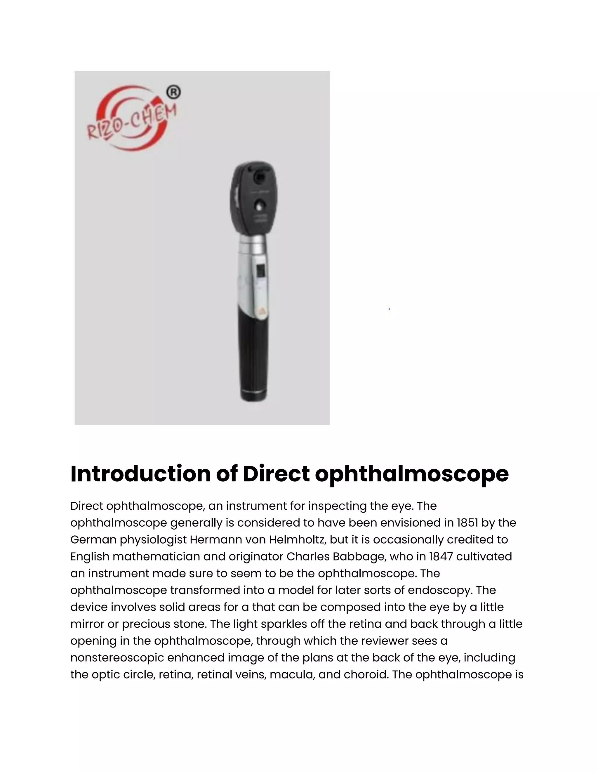 Direct ophthalmoscope Machine | PDF