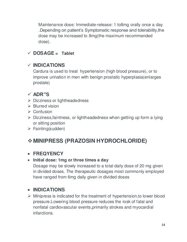 Cardura Dose For Hypertension