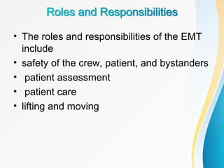 Emt Roles Comprehensive Overview of Emergency Medical Services (EMS) Systems and ...