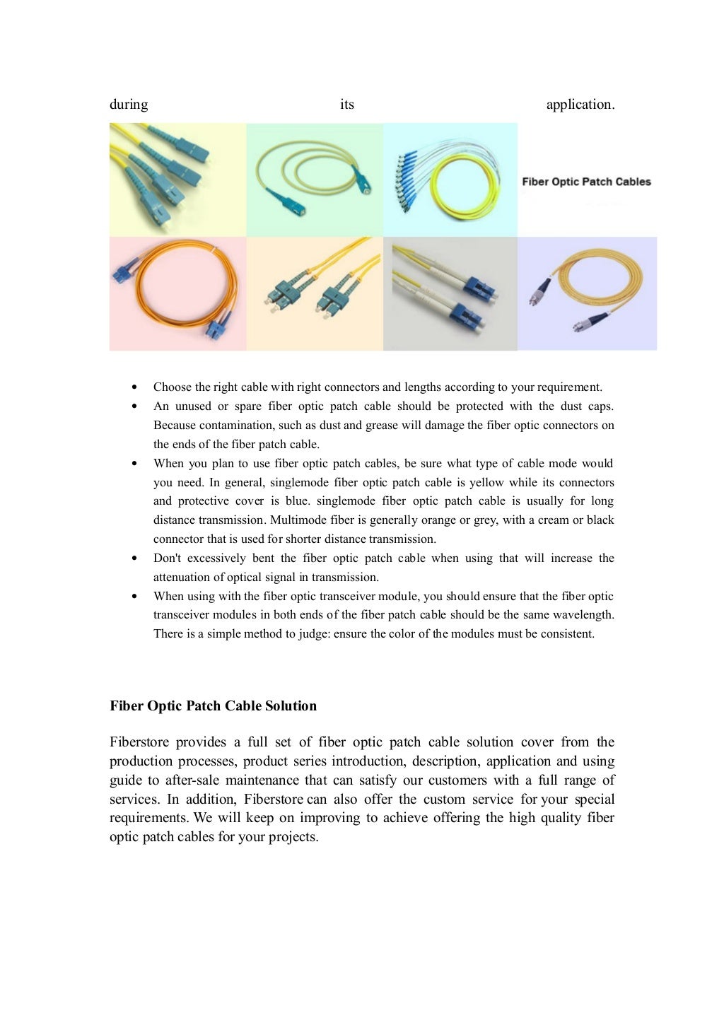 Introduction of fiber optic patch cable and its production process