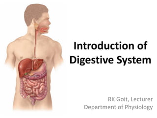 Introduction of
Digestive System
RK Goit, Lecturer
Department of Physiology
 