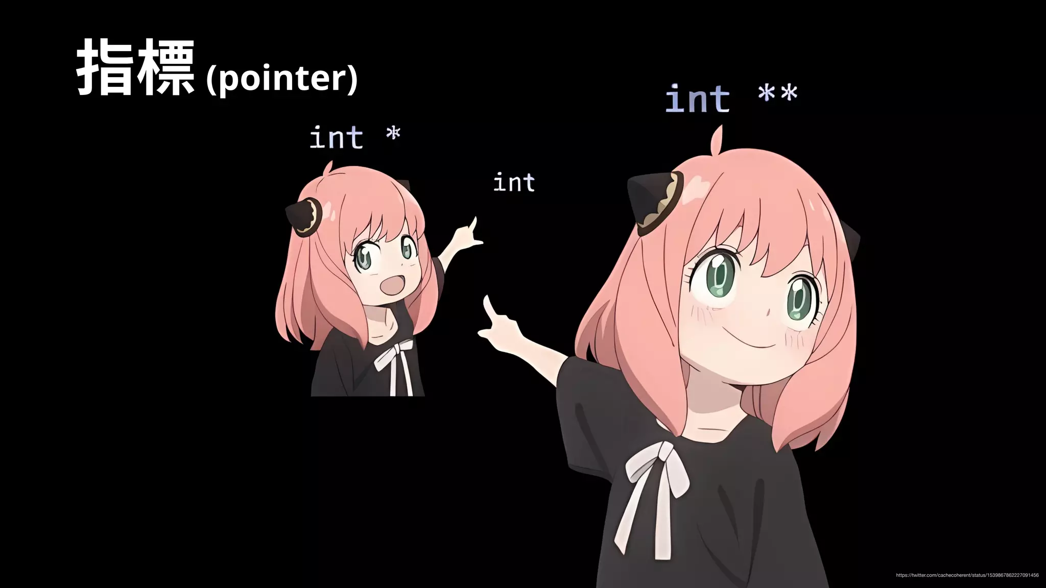 https://twitter.com/cachecoherent/status/1539867862227091456
指標(pointer)
 