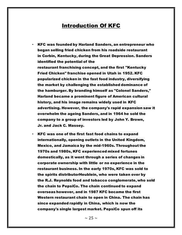 Human Resource Management Of KFC