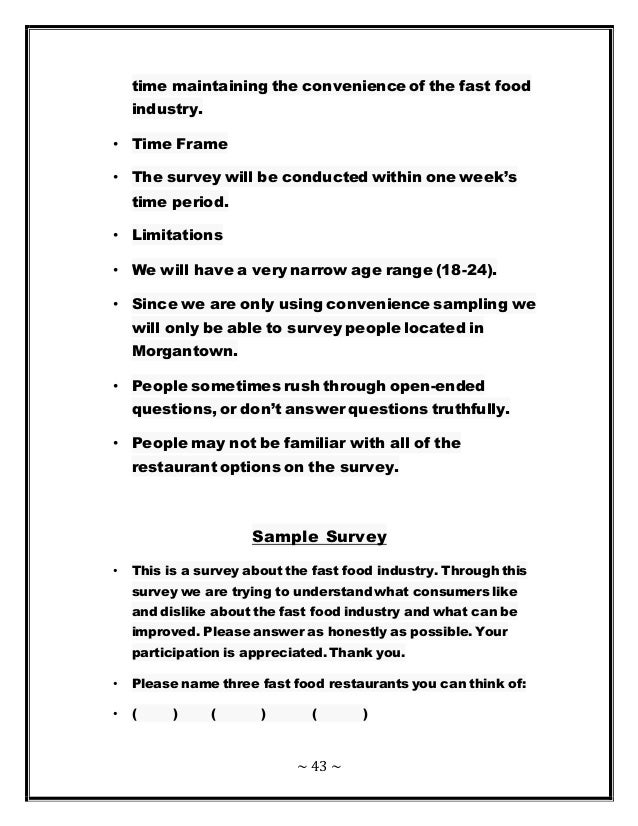 restaurants survey questions