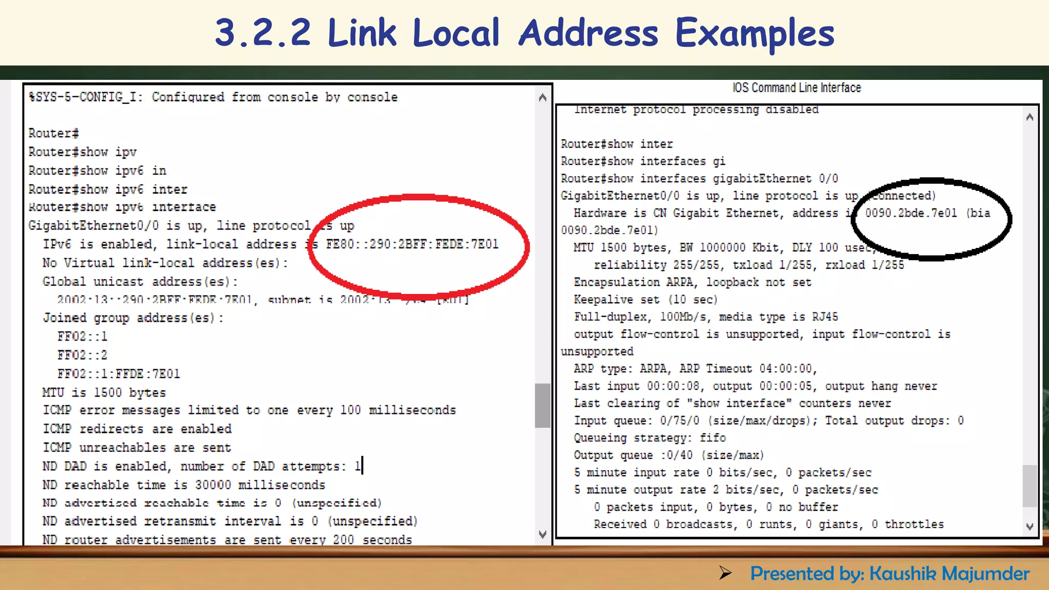 3.2.2 Link Local Address Examples
➢ Presented by: Kaushik Majumder
 