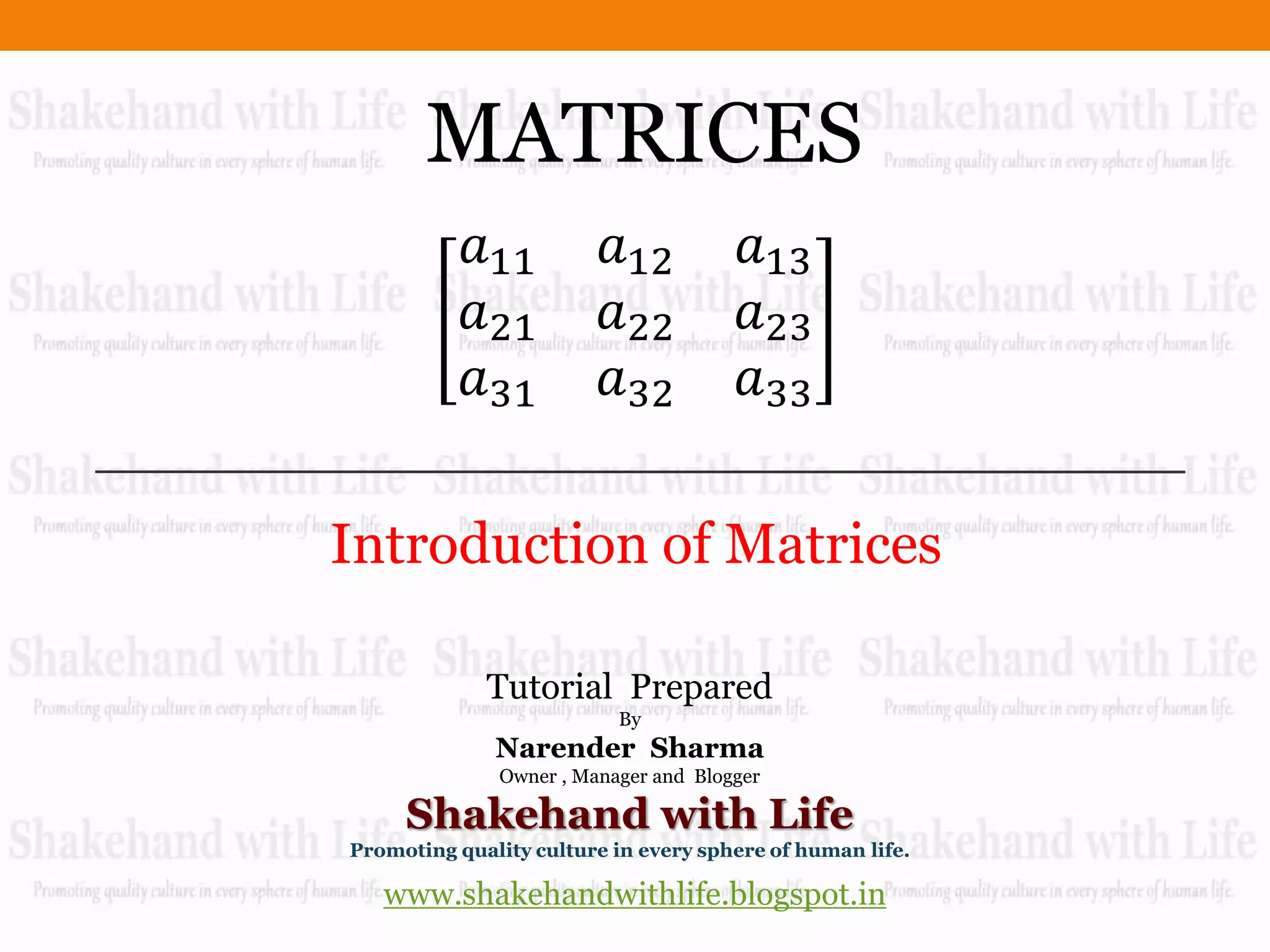 Introduction of matrices | PPT
