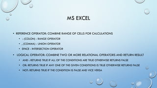 Excel Operators List.pdf INTRODUCTION OF MS-EXCEL.pdf