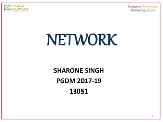 1
NETWORK
SHARONE SINGH
PGDM 2017-19
13051
 