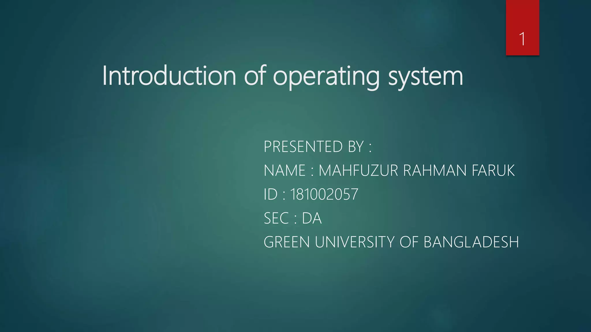 Introduction of operating system | PPT