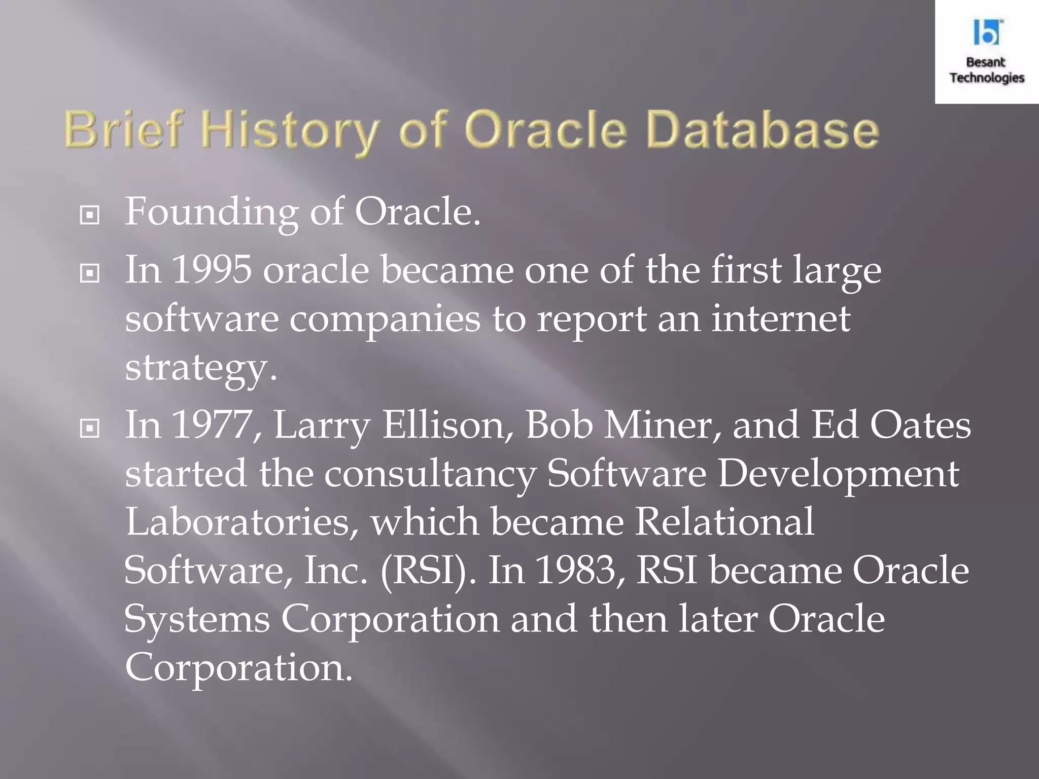 Introduction of oracle database | PPTX