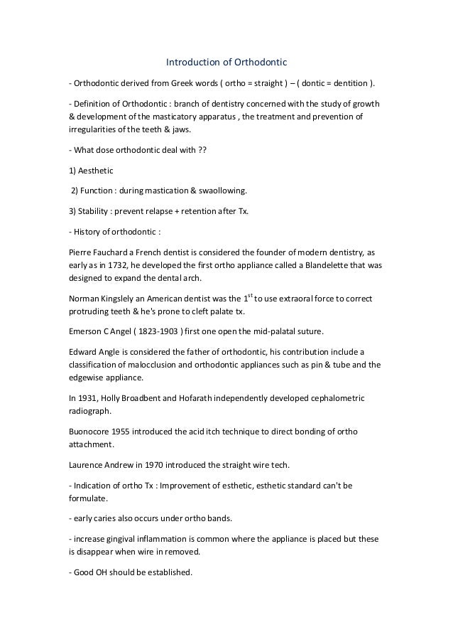 Introduction to orthodontics