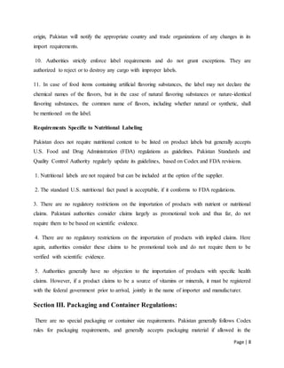 FOOD REGULATORY AUTHORITIES IN PAKISTAN | DOCX