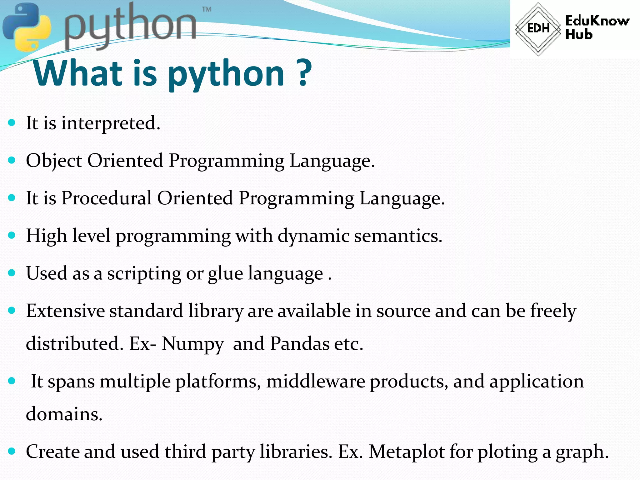 Introduction of python programming | PPTX