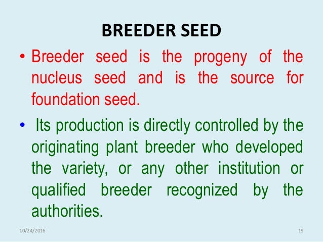 Introduction Of Seed Production