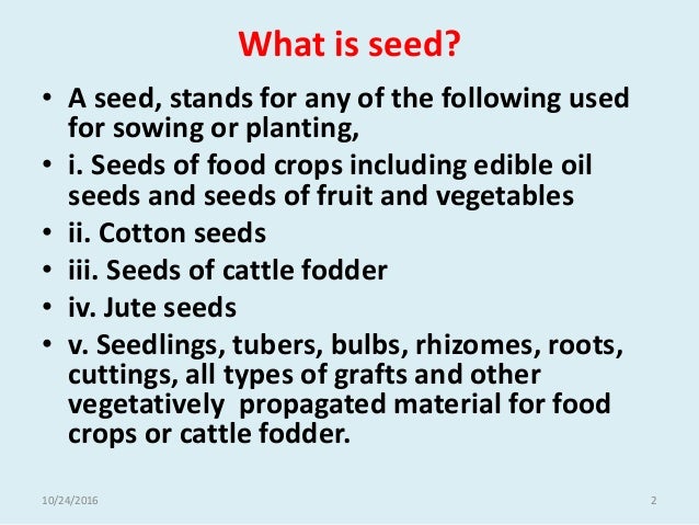 Introduction Of Seed Production