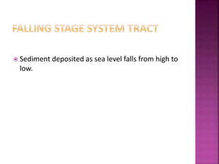  Sediment deposited as sea level falls from high to
low.
 