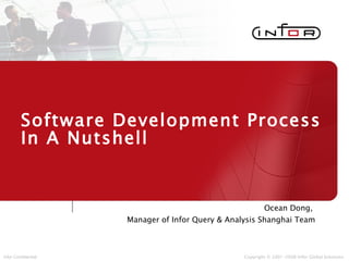 Software Development Process In A Nutshell Ocean Dong,  Manager of Infor Query & Analysis Shanghai Team Copyright © 2001-2008 Infor Global Solutions 