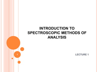 INTRODUCTION TO
SPECTROSCOPIC METHODS OF
ANALYSIS
LECTURE 11
 