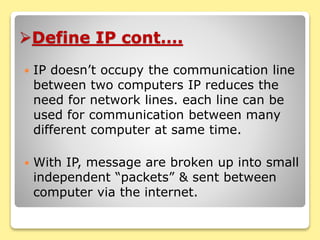 Introduction of tcp, ip & udp | PPTX