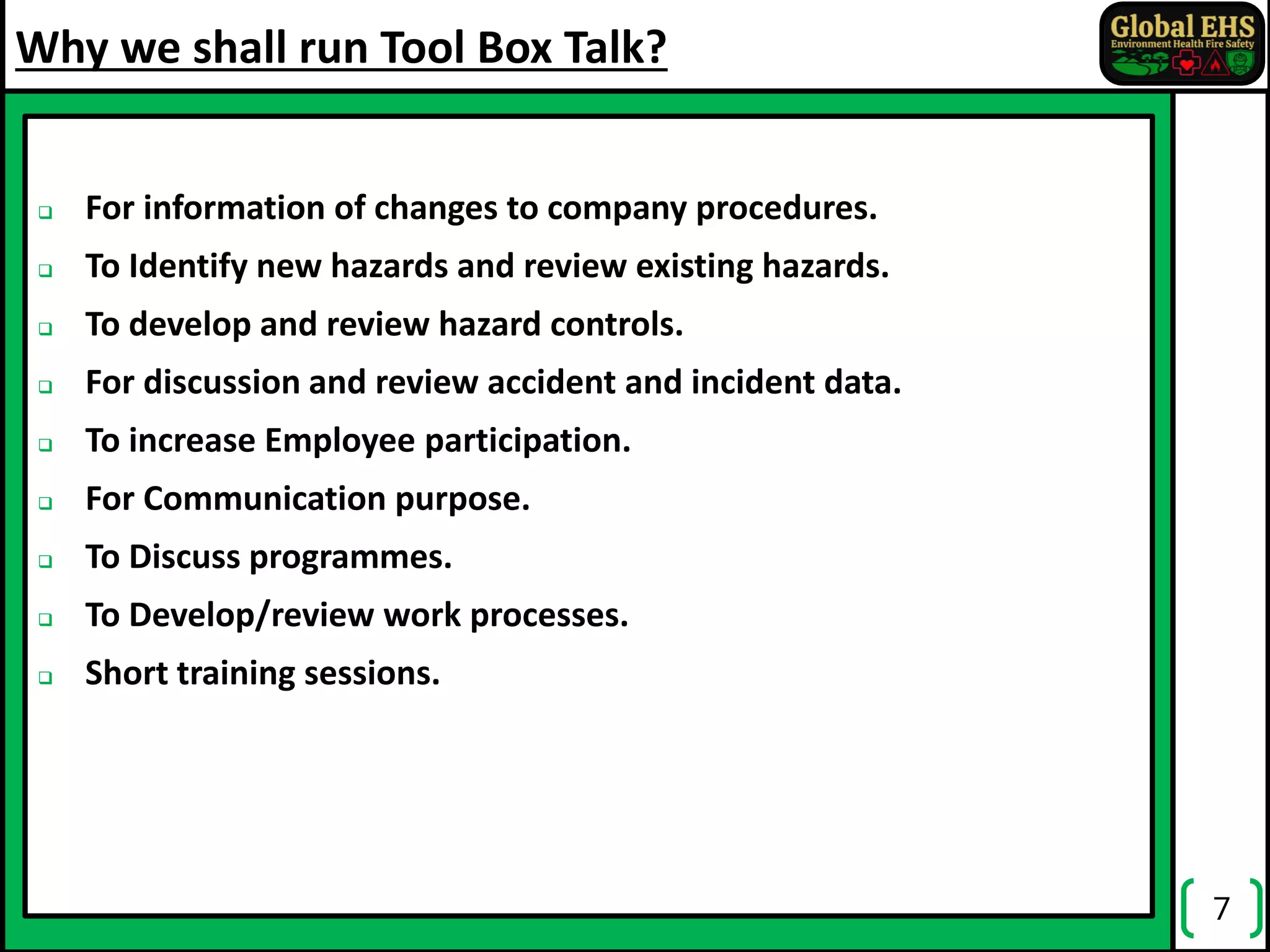 Introduction of Tool Box Talk rev 01 Global EHS TBT 001 PPT.pdf