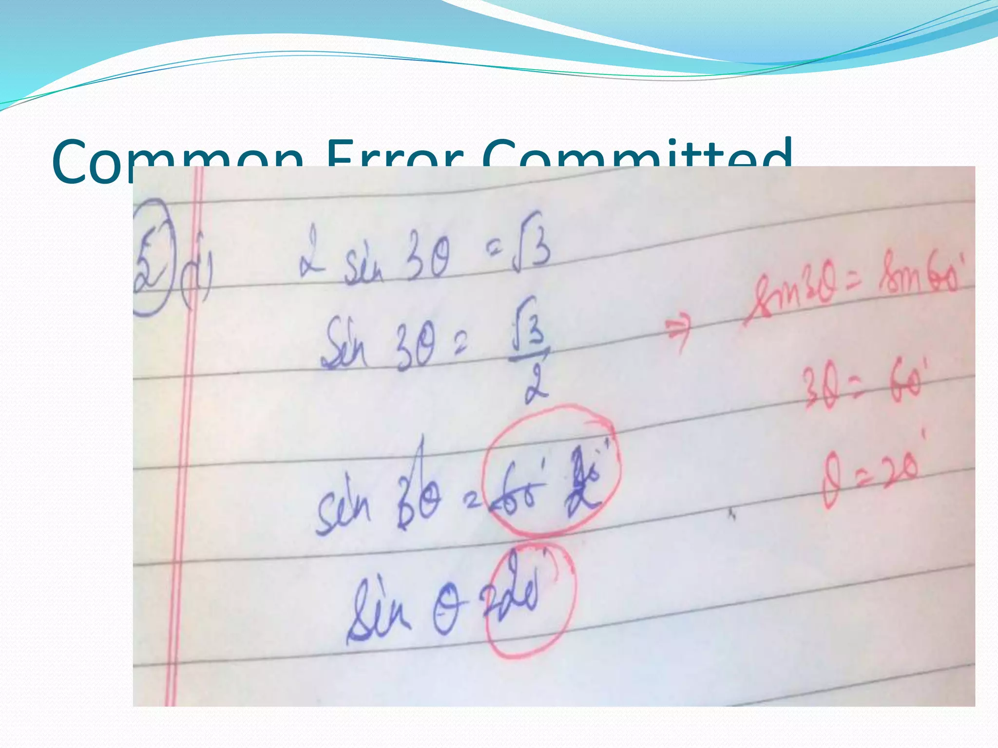 Common Error Committed
 
