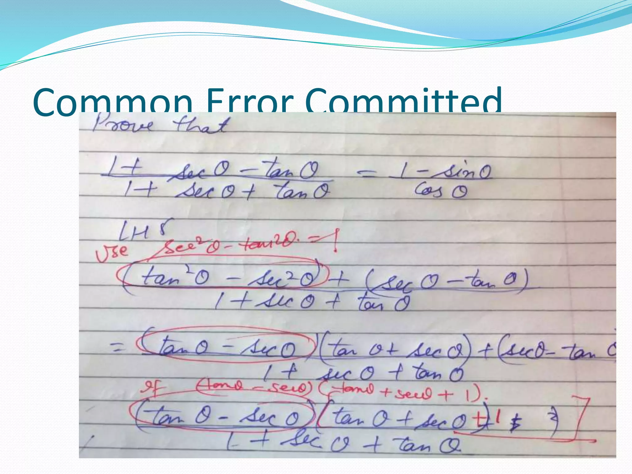 Common Error Committed
 