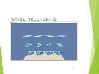 15. 実行すると、学習した AI が動作する
20
 