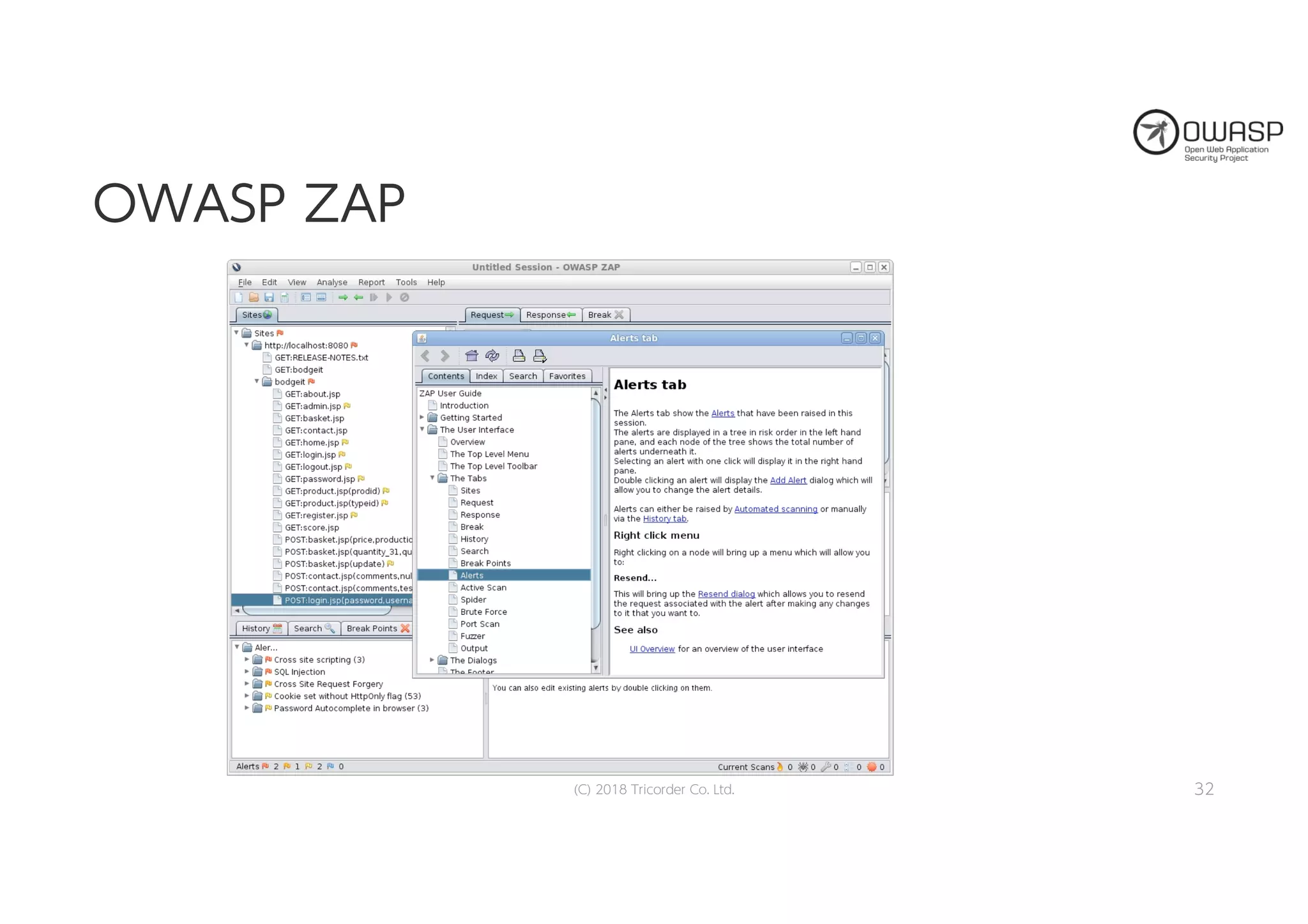 OOWWAASSPP ZZAAPP
(C) 2018 Tricorder Co. Ltd. 32
 
