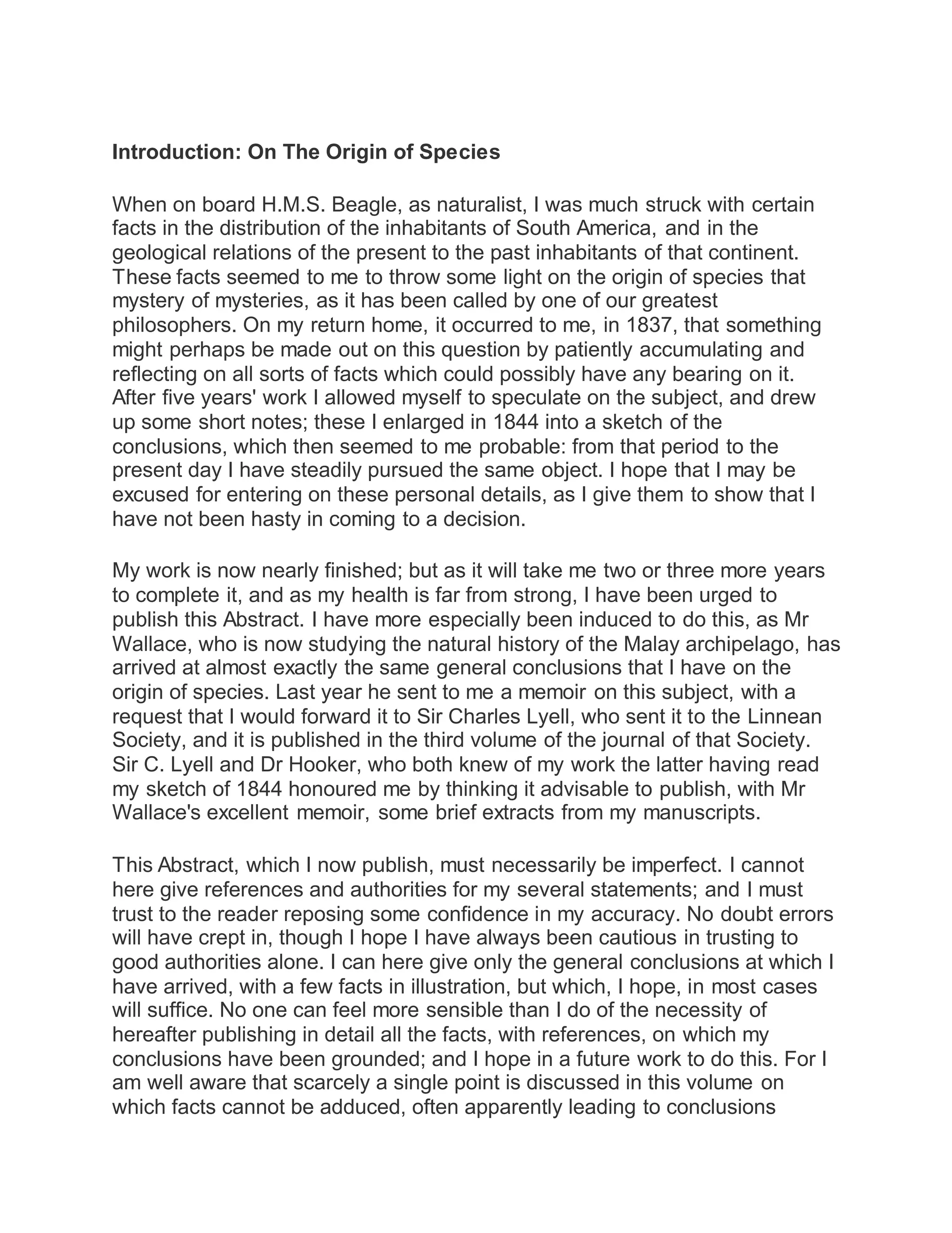 Introduction Origin of Species PDF