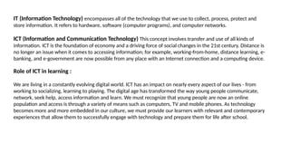 introduction overview of Information and Communication Technology | PPTX