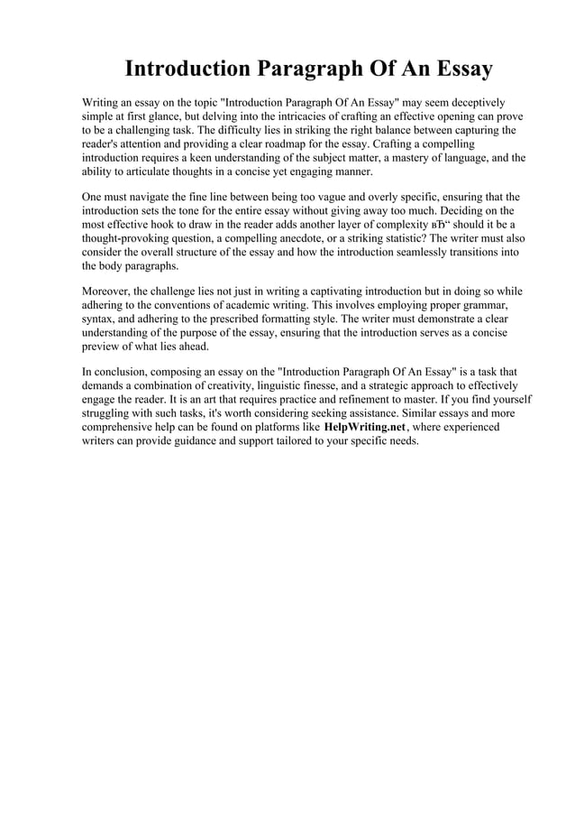 Introduction Paragraph Of An Essay. How to Write an Introduction ...