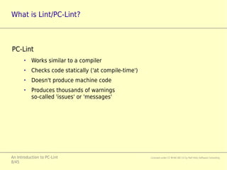 An Introduction to PC-Lint | ODP