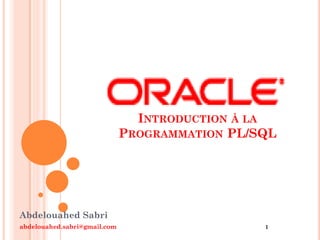 INTRODUCTION À LA
PROGRAMMATION PL/SQL

Abdelouahed Sabri
abdelouahed.sabri@gmail.com

1

 