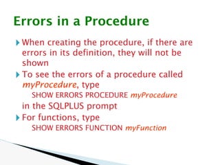 Introduction to Procedural Language and SQL | PPTX