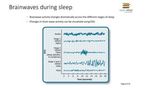 Brainwaves during sleep
• Brainwave activity changes dramatically across the different stages of sleep.
• Changes in brain wave activity can be visualized using EEG.
Figure 4.9
 