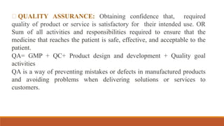 Introduction qa, qc and tqm | PPTX | Pharmaceutical Industry | Industries