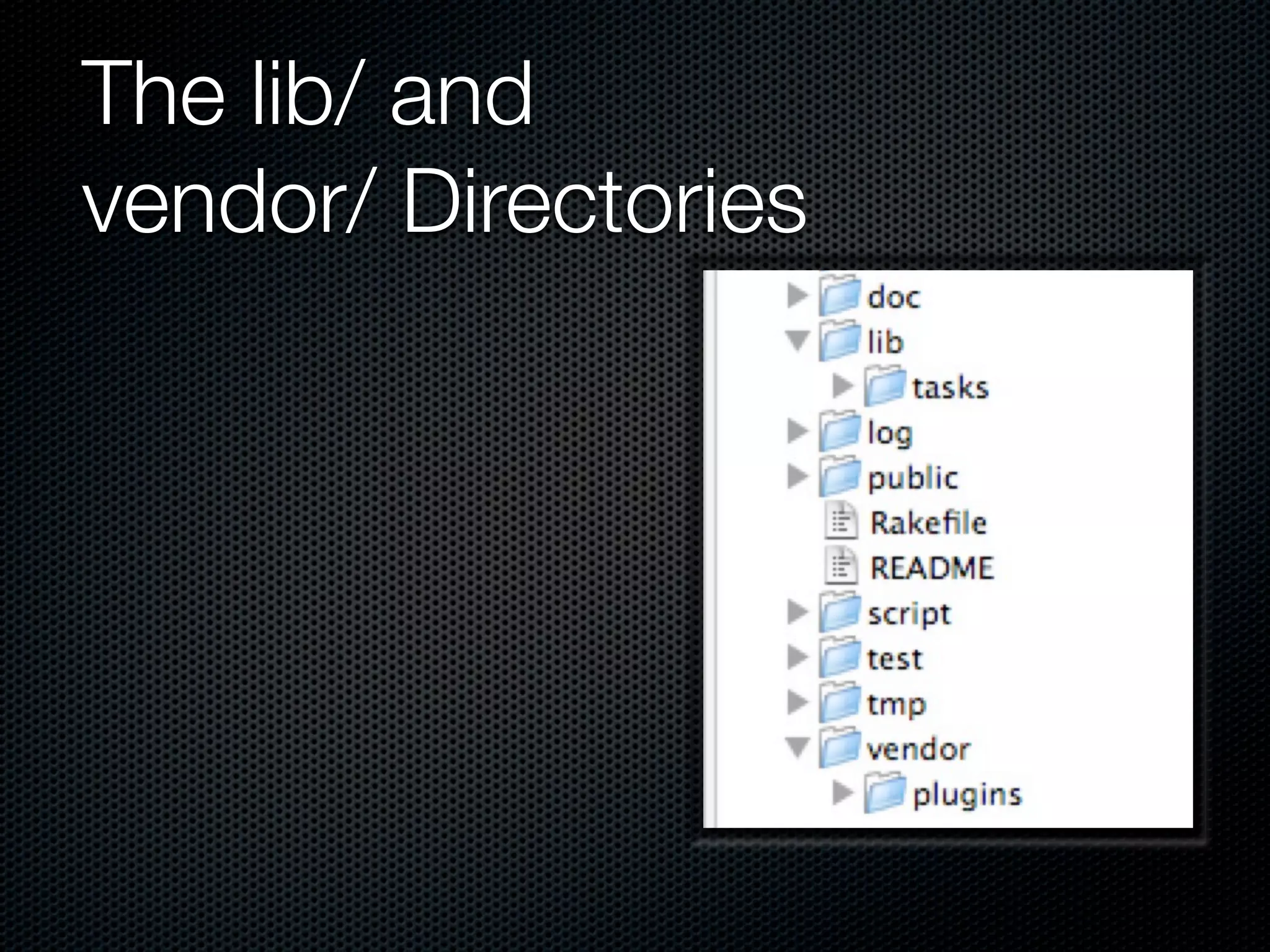 The lib/ and
vendor/ Directories
 