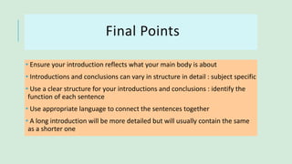Introductions and Conclusions | PPTX