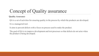 Quality Assurance: a. Introduction, sources of quality variation ...