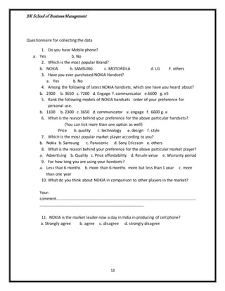 Mobile Phone Questionnaire.pdf simple survey about Nokia Handset