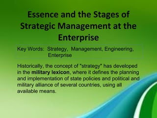 Introduction: Strategic Management of Engineering Enterprise | PPT