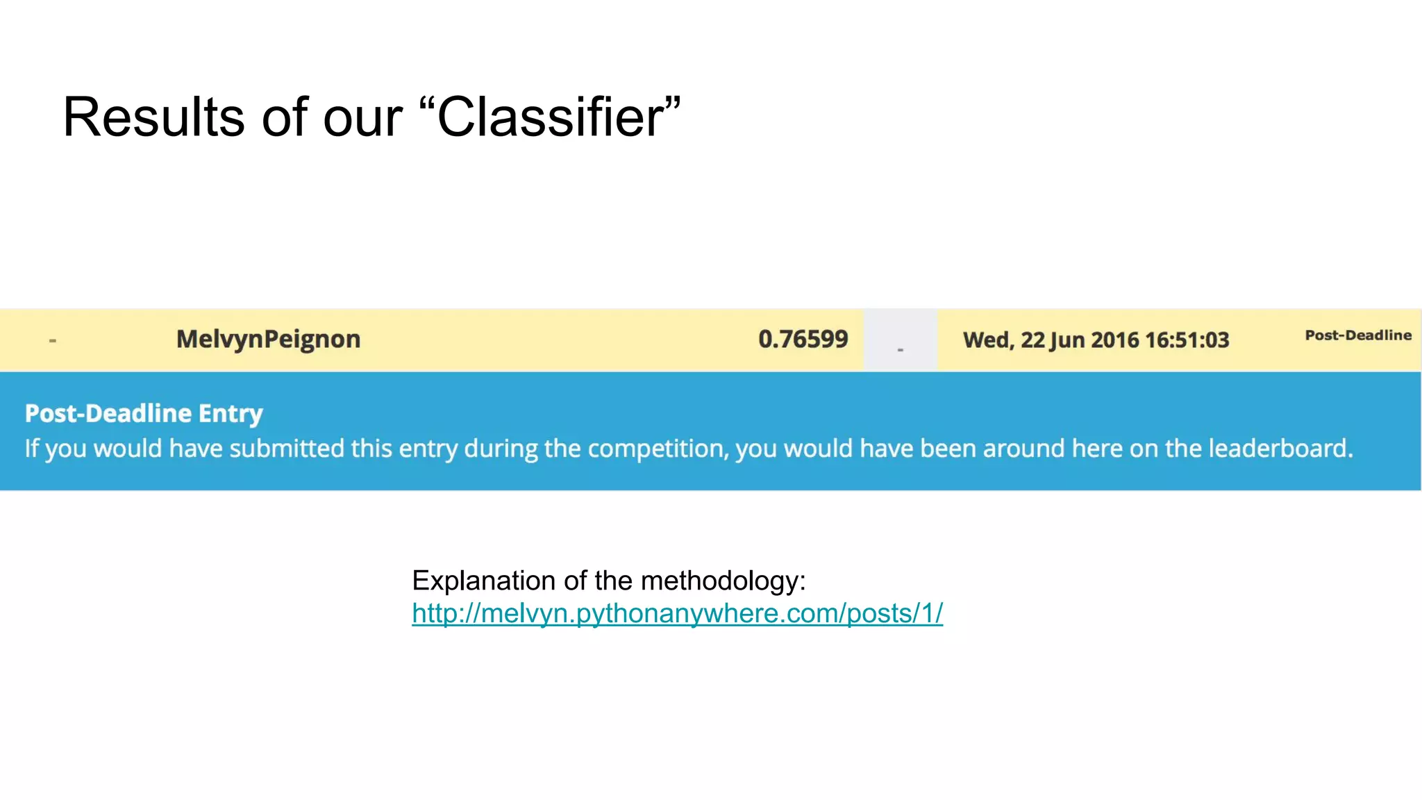 Results of our “Classifier”
Explanation of the methodology:
http://melvyn.pythonanywhere.com/posts/1/
 